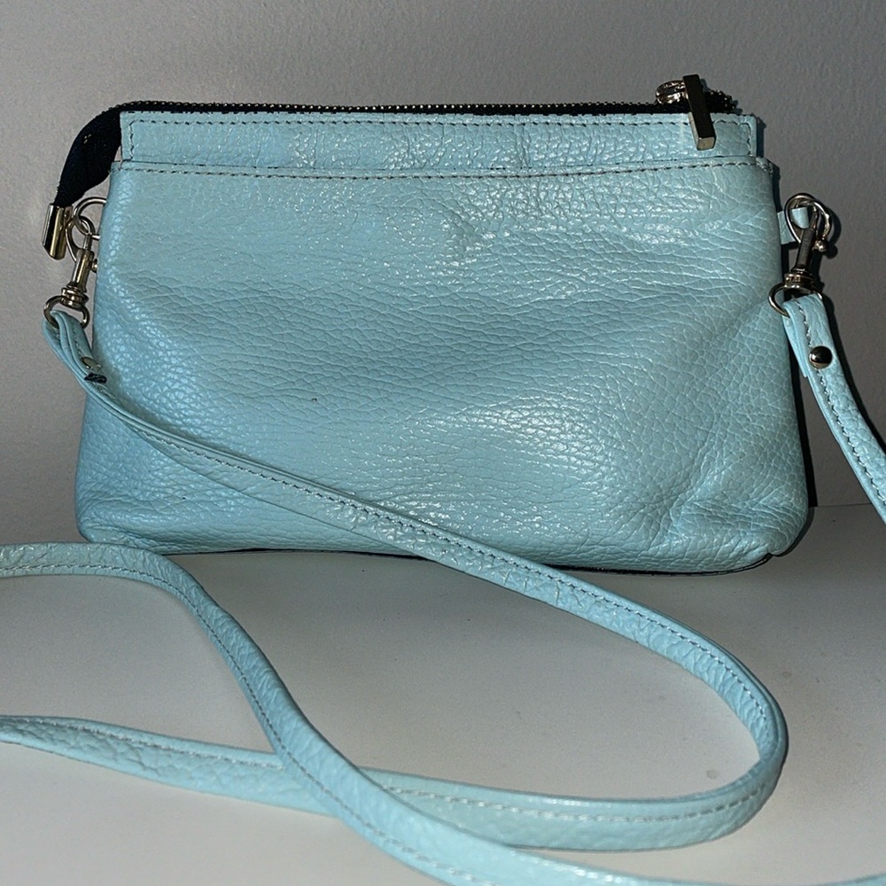 A. Bellucci Italian Leather Crossbody Baby blue and Gold Tone Hardware Small
